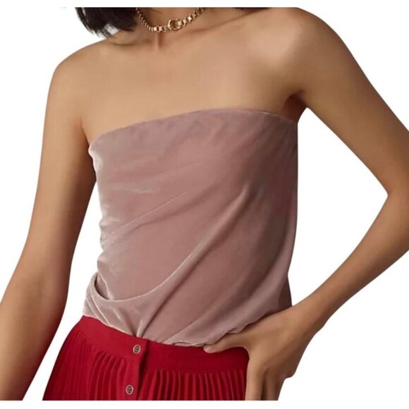 Anthropologie Tilda Maxi Slip Skirt  And Strapless Top Set Velvet Edition Size S - Picture 4 of 10